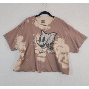 Vtg Tom And Jerry X Ray Buddies Women's Graphic T Shirt Sz XL Tie Dye Brown Crop